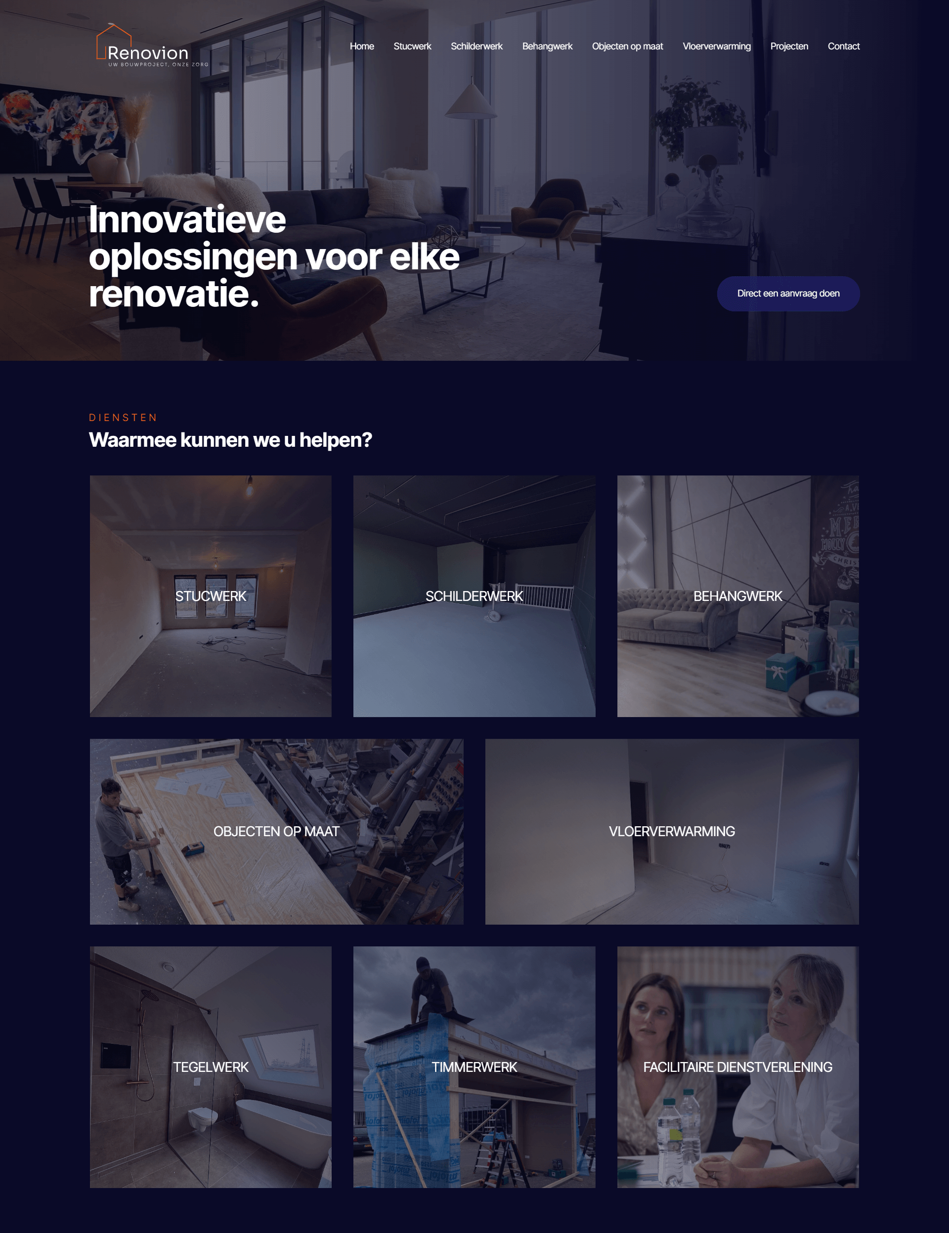Voorbeeld van een websitepagina met opbouw en design