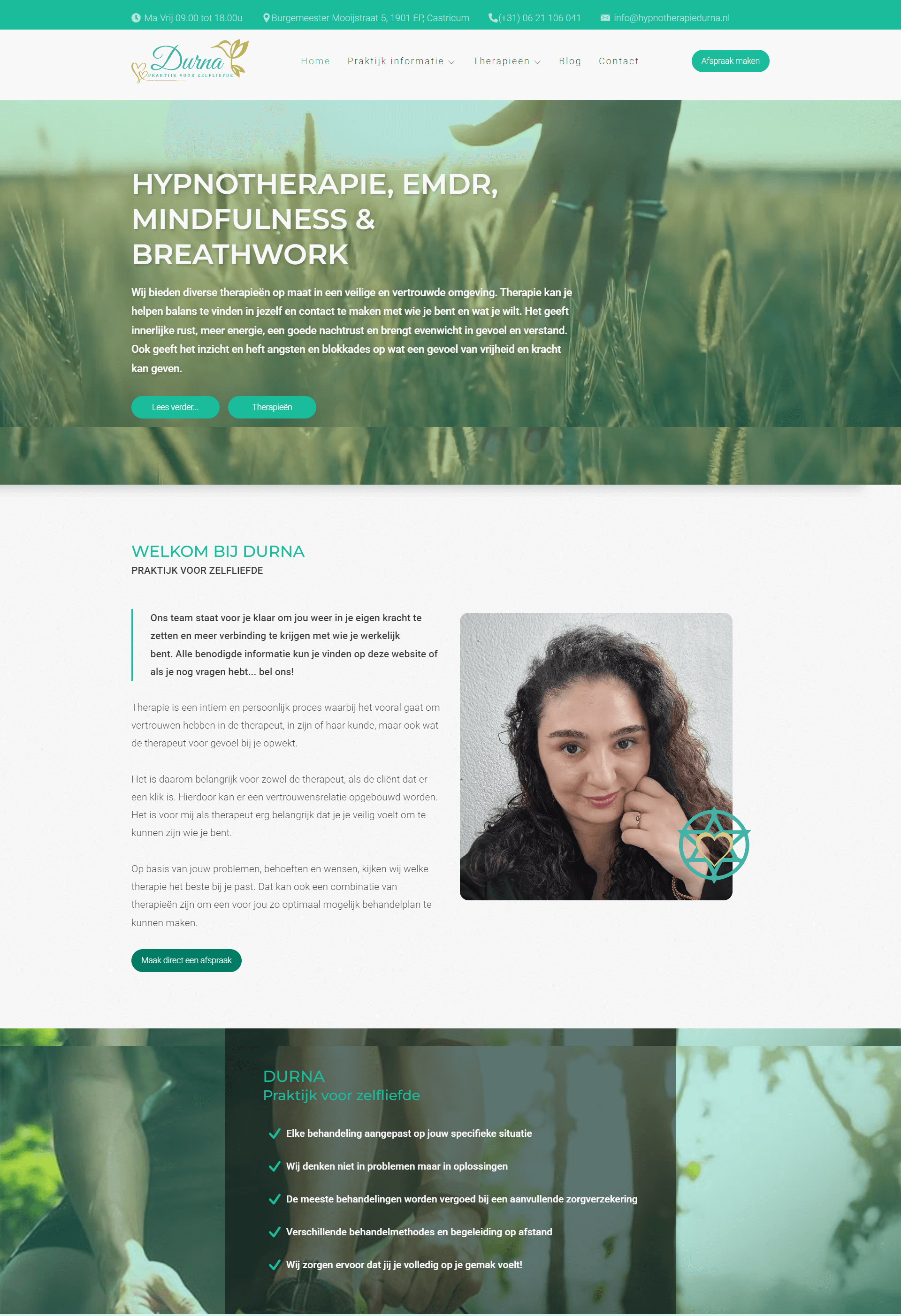 Voorbeeld van een websitepagina met opbouw en design